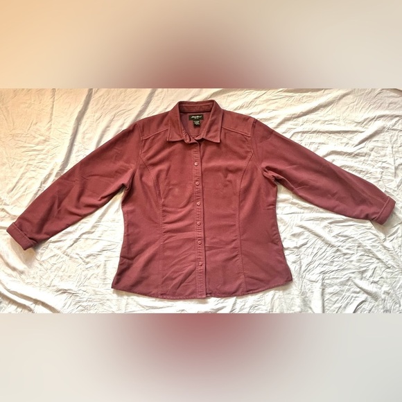 Eddie Bauer Tops - Eddie Bauer Women's Mauve Pink Flannel Shirt Jacket Button-Up Size XL
